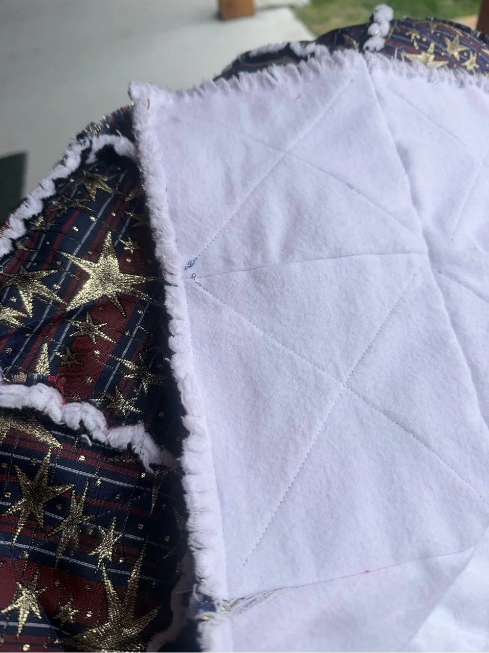 Handmade rag quilt Red, White and blue American Flag Quilted Bed Throw